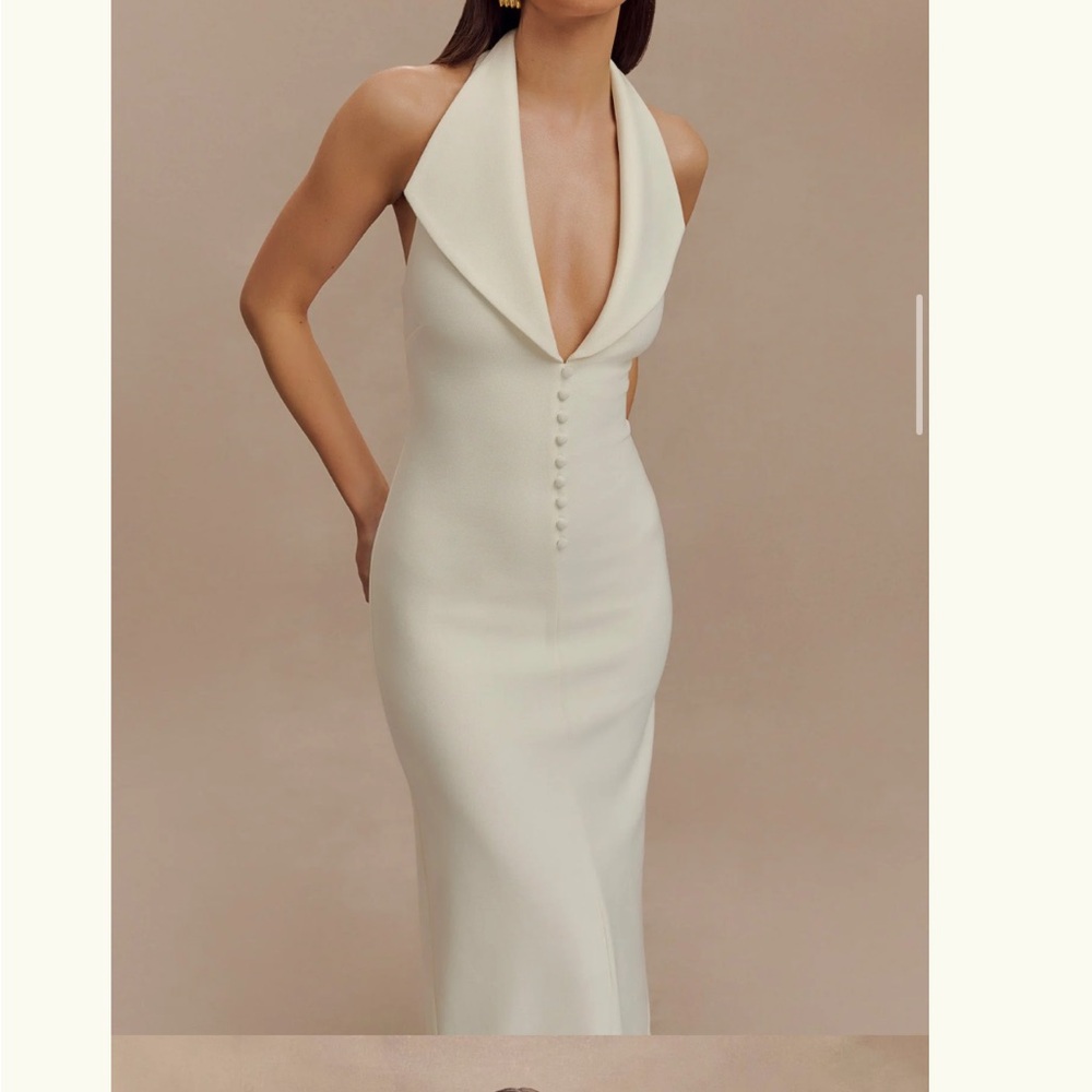 Meshki Annita Crepe Halter Midi Dress - Ivory (SMALL NWT)